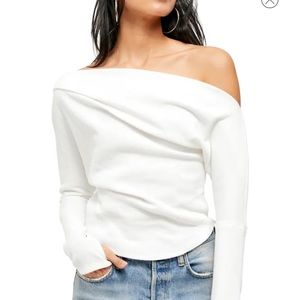Free People white off the shoulder thermal top